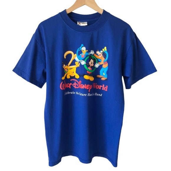 Vintage Walt Disney World 2000 Y2K T-Shirt Blue S - Picture 1 of 8